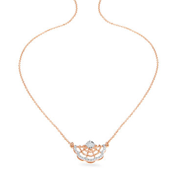 14KT Rose Gold Resplendent Flower Diamond Pendant With Chain