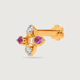 14KT Yellow Gold Diamond Nose Pin,,hi-res view 4