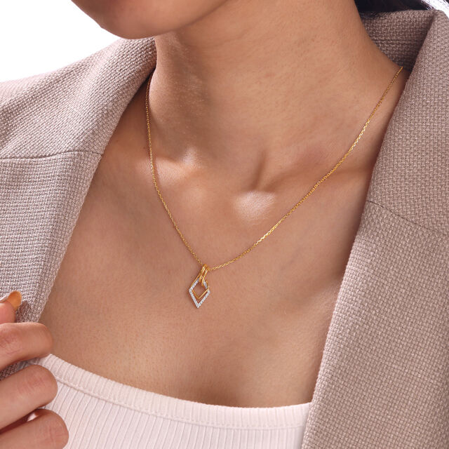 Geometric Charm Gold & Diamond Pendant,,hi-res image number null