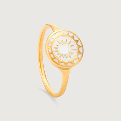Luminous Sunset Enamel Gold Signet Ring