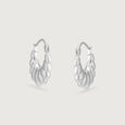 Radiant Shell Silver Hoop Earrings,,hi-res view 3
