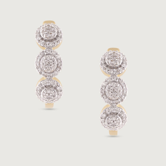 Leafy Luxe Gold & Diamond Hoop Earrings,,hi-res image number null