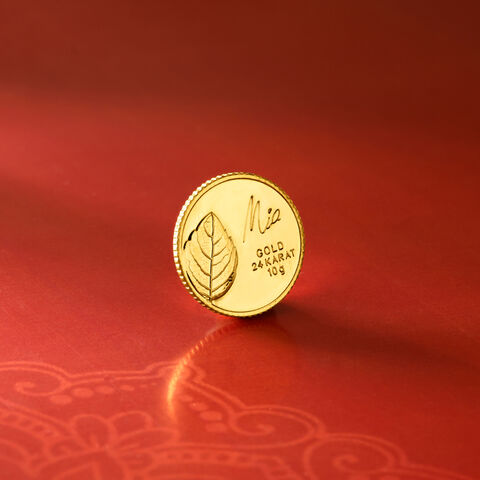 10 gm 24 Karat Tulsi Leaf Gold Coin (9999 Purity)