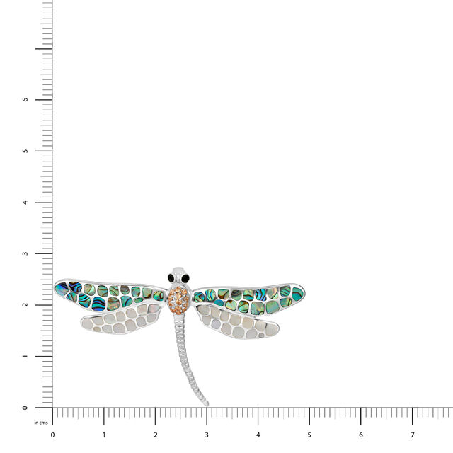 Silver Dragonfly Brooch With Splendid Blue Green Stones,,hi-res view 3