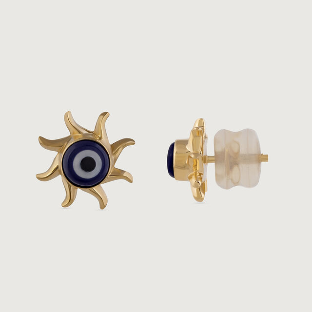 Sunburst Evil Eye Gold Stud Earrings,,hi-res image number null