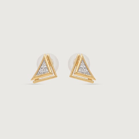 Geometric Poise Diamond Stud Earrings