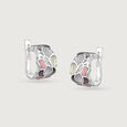Mother of Pearl Blossom Silver Hoop Earrings,,hi-res view 3