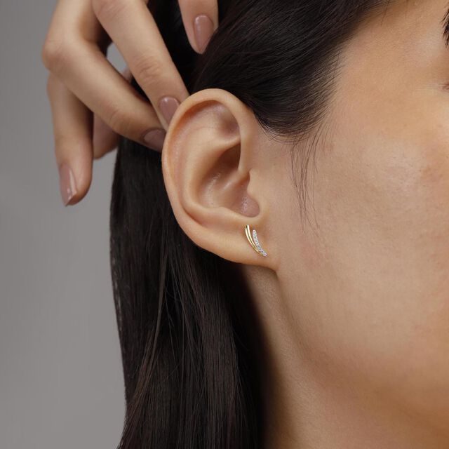 Soft Curve Diamond Stud Earrings,,hi-res image number null