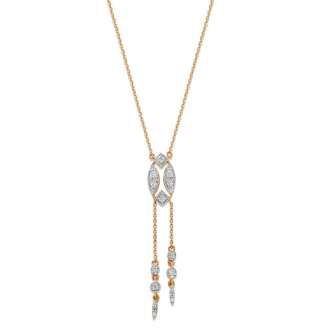 14Kt Rose Gold Oval Sparkling Diamond Necklace,,hi-res image number null