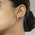 Emerald Glam Gold & Diamond Hoop Earrings,,hi-res view 2