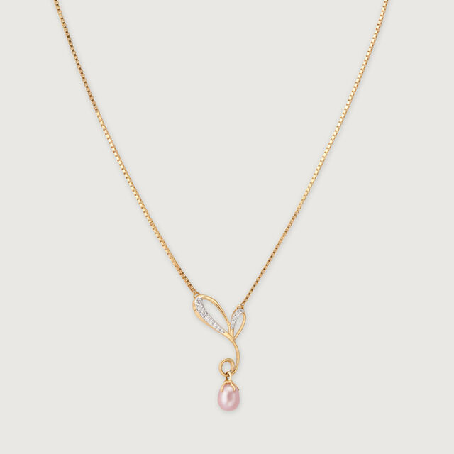 Heart Stream 14 Kt Gold & Pearl Necklace,,hi-res image number null