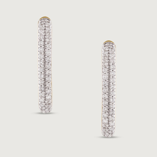 Sleek Edge Gold & Diamond Hoop Earrings,,hi-res image number null