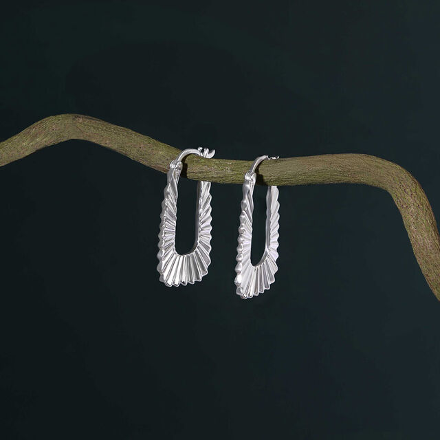 Radiant Wave Silver Hoop Earrings,,hi-res image number null