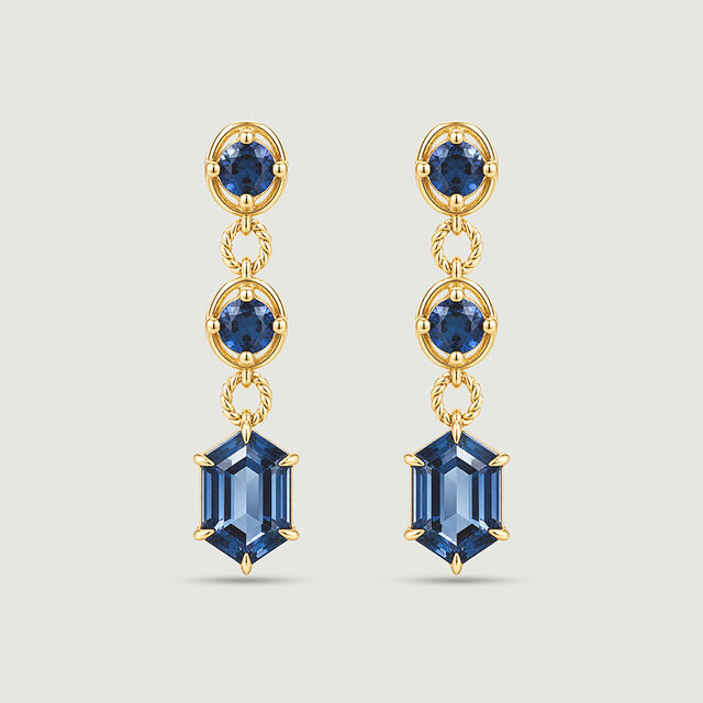 Shiny Blue Topaz Gold Drop Earrings,,hi-res image number null