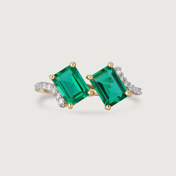 Radiant Envy 14KT Emerald & Diamond Ring