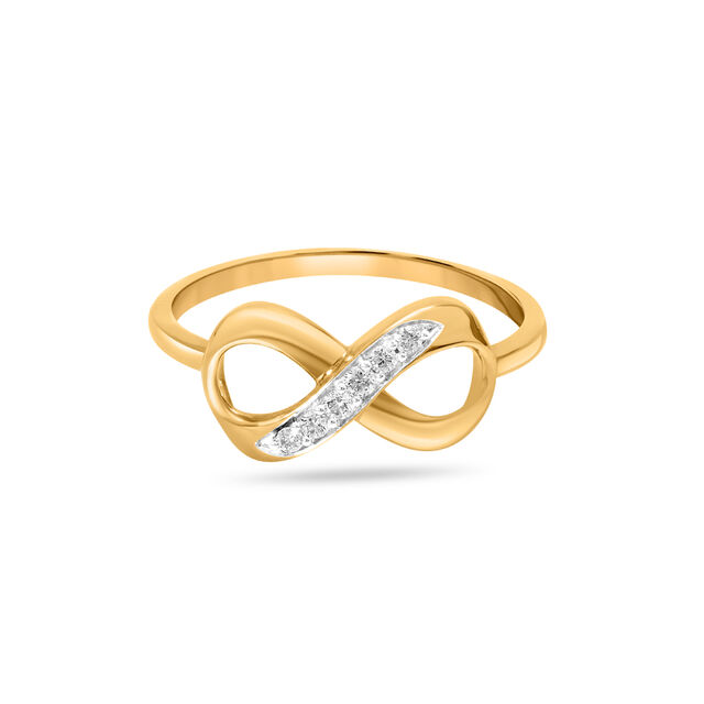 14KT Yellow Gold Infinity Diamond Finger Ring,,hi-res image number null