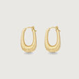 Ribbed Cascade Gold Hoop Earrings,,hi-res view 4