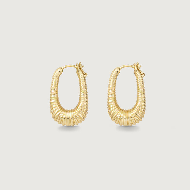 Ribbed Cascade Gold Hoop Earrings,,hi-res image number null