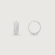 Grid Glow Silver Hoop Earrings,,hi-res view 4