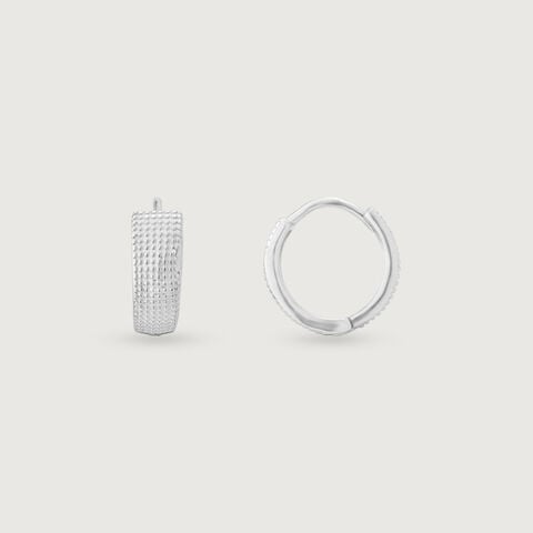 Grid Glow Silver Hoop Earrings