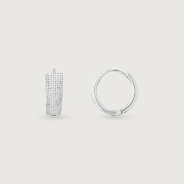 Grid Glow Silver Hoop Earrings,,hi-res image number null