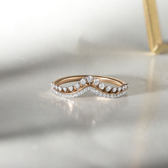 Modish Sleek Gold & Diamond Finger Ring,,hi-res image number null