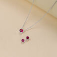 Playful Pretty Silver Earrings and Necklace Set,,hi-res view 1