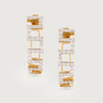 Geometric Bold Gold & Diamond Hoop Earrings,,hi-res view 3
