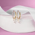 Dangle Chic Gold & Diamond Hoop Earrings,,hi-res view 1