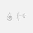 Delicate Curl Silver Stud Earrings,,hi-res view 4