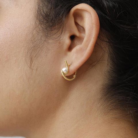 Mystic Arc Pearl Hoop Earrings