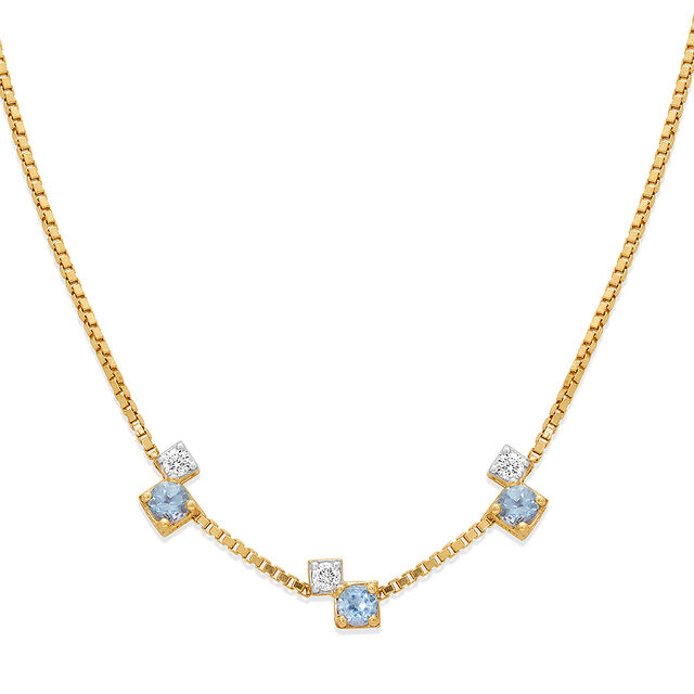14KT Icefall Blue Topaz And Diamond Necklace,,hi-res image number null