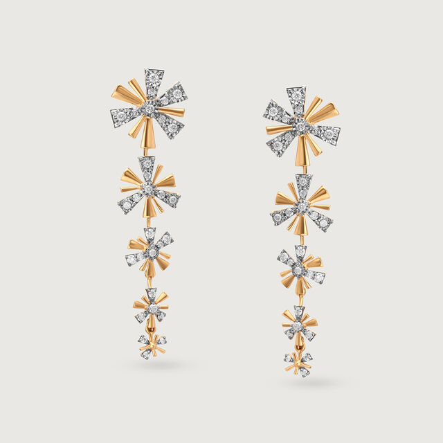 Lustrous Star Drops 14KT Diamond Drop Earrings,,hi-res image number null