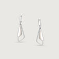 Mother of Pearl Abstract Silver Hoop Earrings,,hi-res view 3