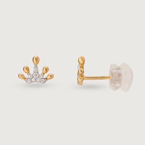Regal Radiance 14KT Gold & Diamond Stud Earrings
