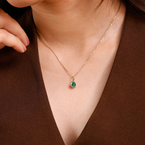 Sleek Contemporary Emerald Gold Pendant