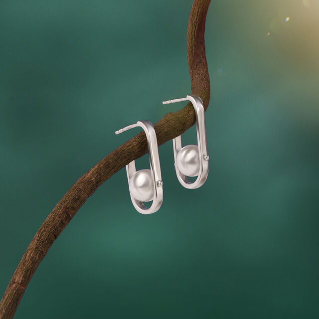 Playful Loop Silver Hoop Earrings,,hi-res image number null