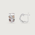 Mother of Pearl Blossom Silver Hoop Earrings,,hi-res view 5