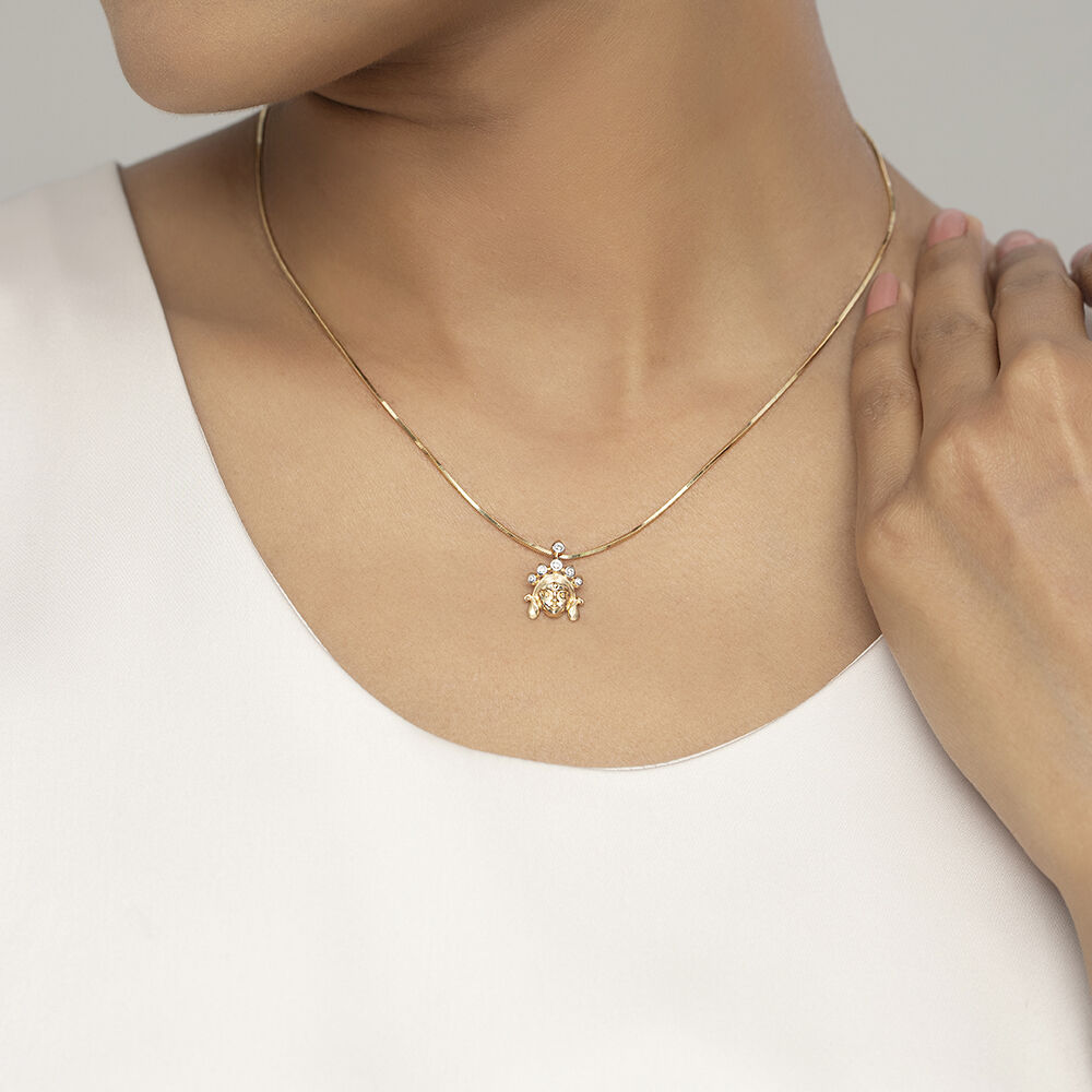 Buy Maa Durga Gold and Diamond Pendant Online Mia by Tanishq