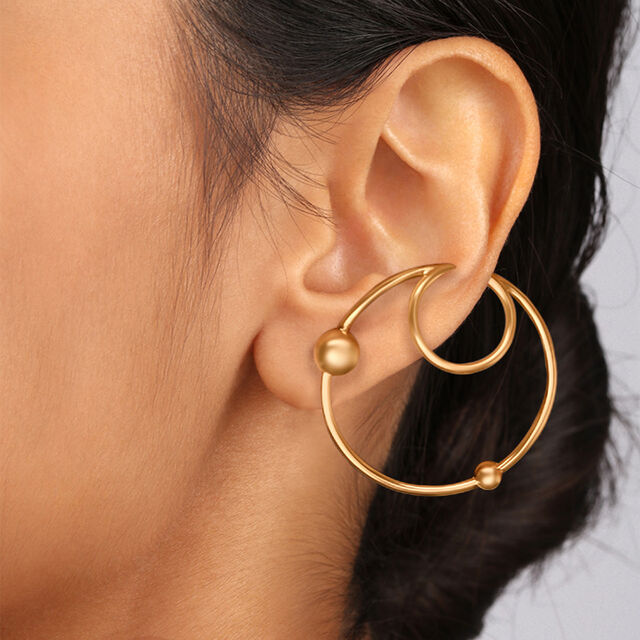 Starship Sparklers 14KT Yellow Gold Orbit-Inspired Stud Earring,,hi-res image number null