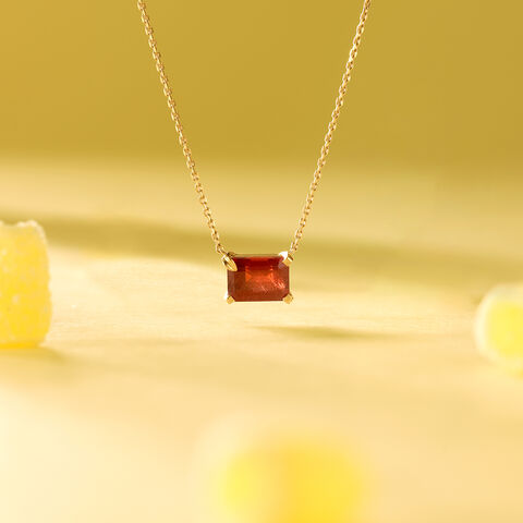 Bold Linear Red Garnet Gold Necklace