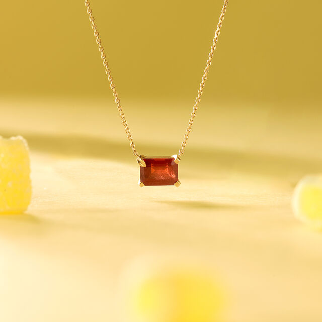 Bold Linear Red Garnet Gold Necklace,,hi-res image number null