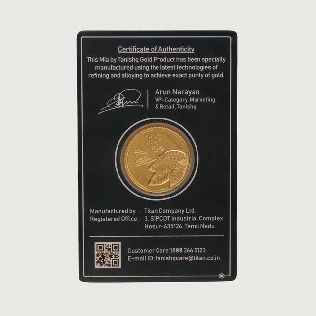 8 GM 22 Karat Sublime Mango Leaf Gold Coin,,hi-res image number null
