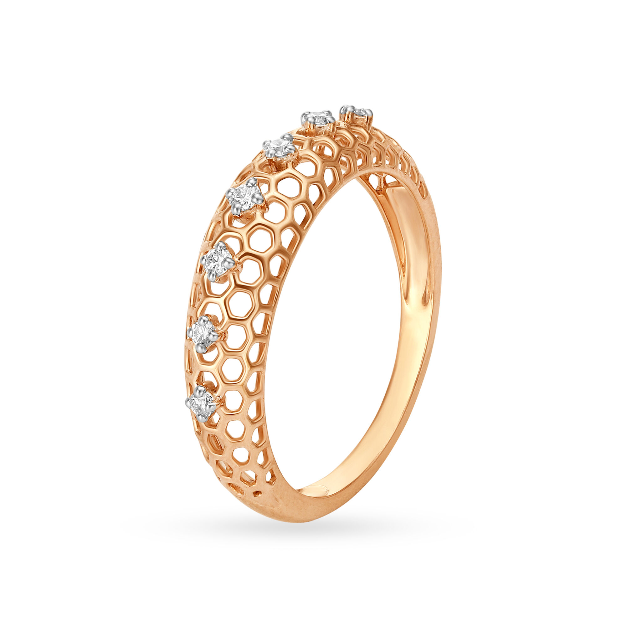 Mia by Tanishq 14KT Rose Gold Diamond Finger Ring
