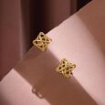 Lattice Charm Gold Stud Earrings,,hi-res view 1