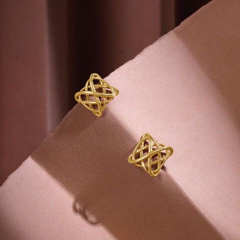 Lattice Charm Gold Stud Earrings