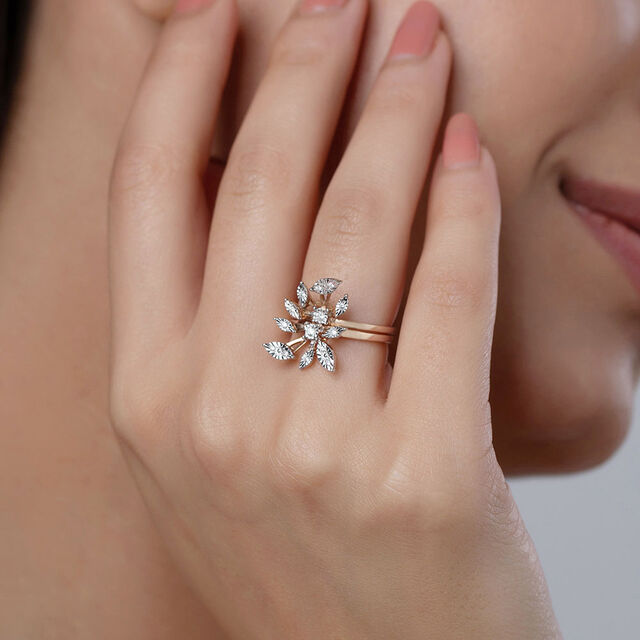Leaf Whisper Gold and Diamond Finger Ring,,hi-res image number null