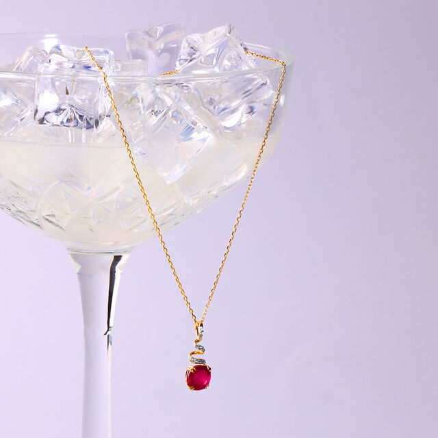 Classically Chic 14KT Ruby & Diamond Pendant,,hi-res image number null