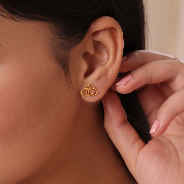 Cupid Edit Hearts Symphony 14KT  Gold Stud Earrings,,hi-res image number null
