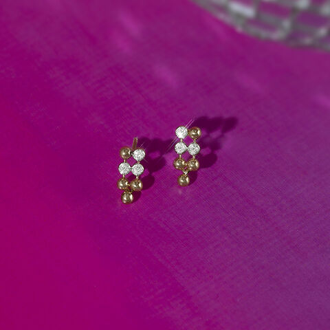 Glam Bubble Gold & Diamond Stud Earrings